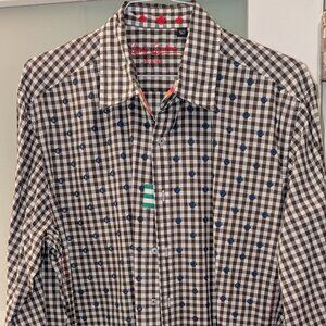Robert Graham "Freshly Laundered" casual plaid button-down men's shirt, size XL